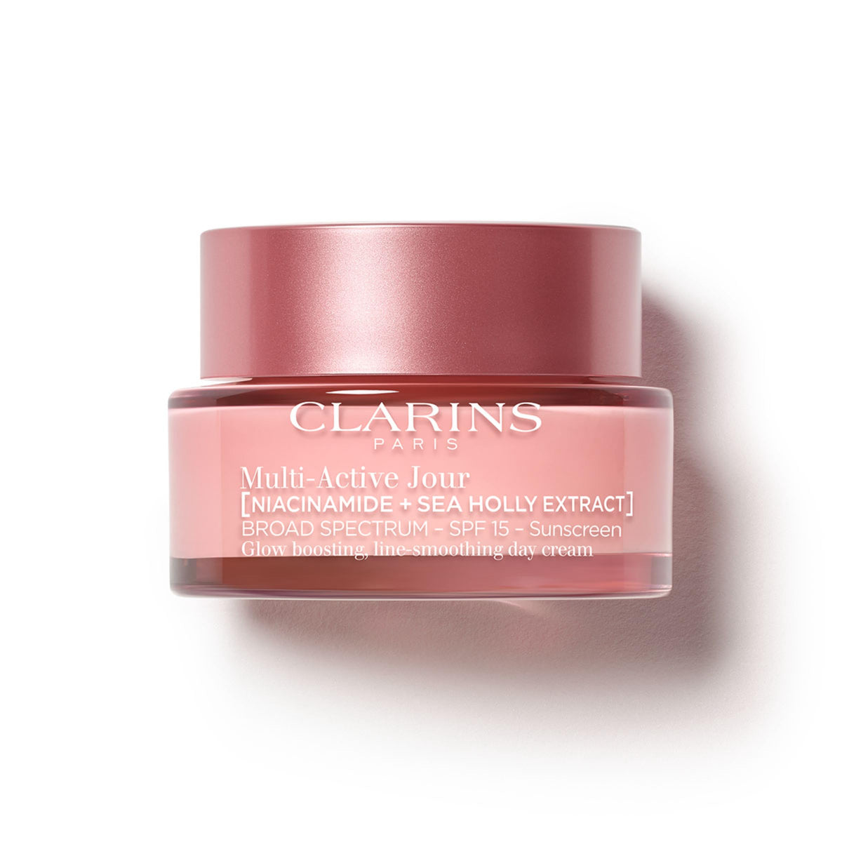 Clarins front packaging showing jar and clear branding for easy identification and benefit