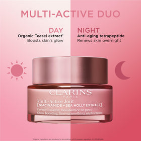 Clarins 1.7 oz size next to coin for scale and travel-friendly benefit