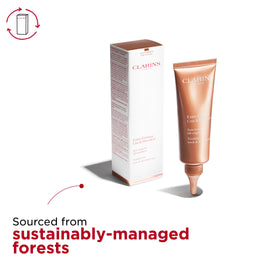 Clarins jar on bathroom shelf in lifestyle scene suggesting daily ritual