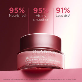 Clarins open cream texture close-up illustrating smooth hydrating finish