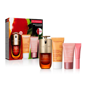 Clarins front packaging of the starter set showing kit contents and clarity benefit