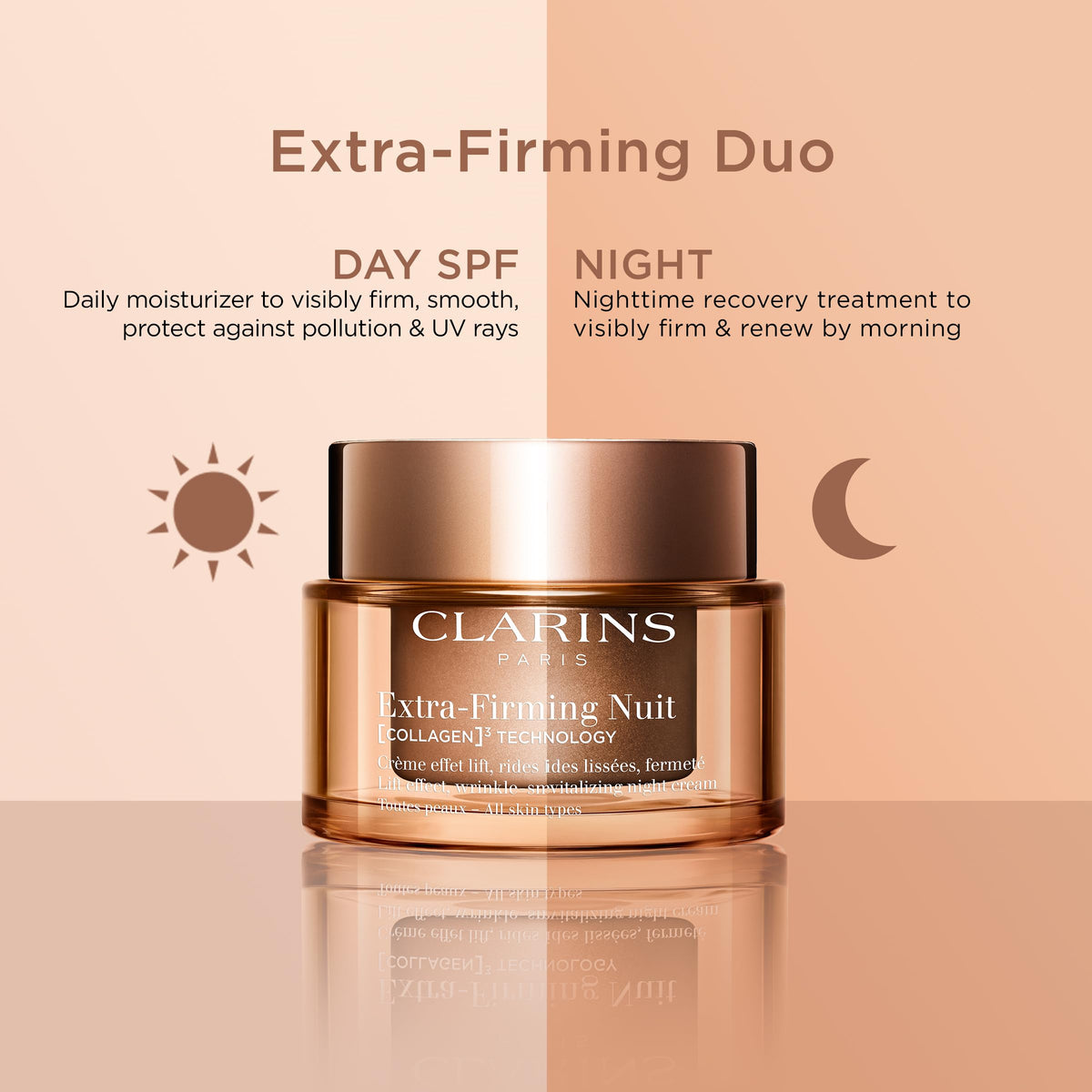 Clarins 1.7 oz jar beside ruler for accurate size and travel-friendly benefit