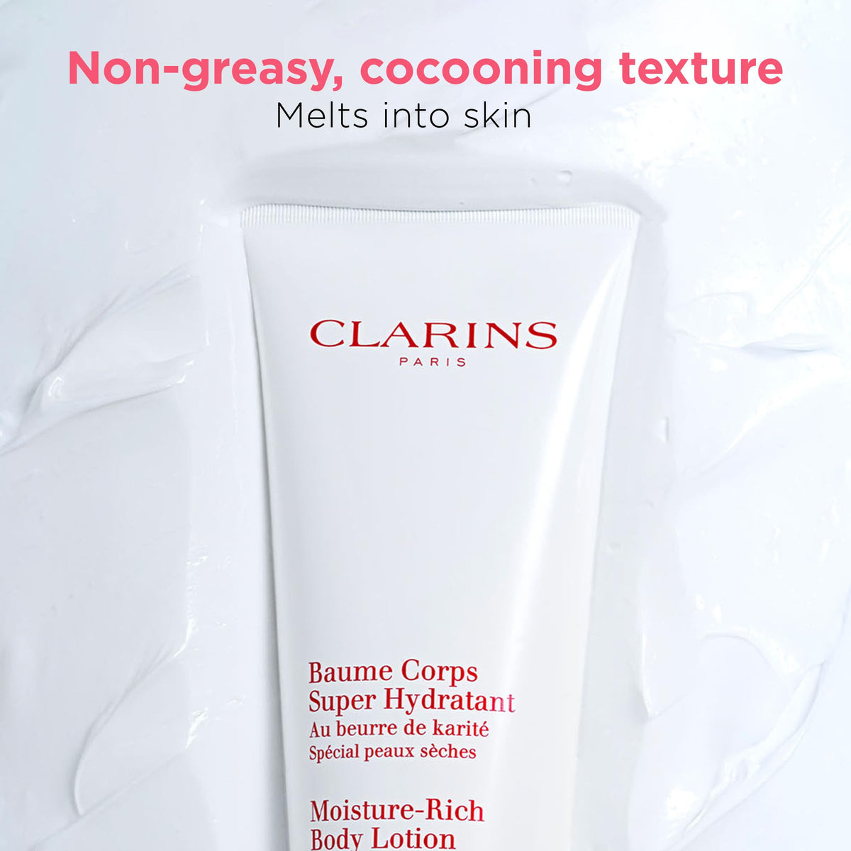Clarins shea butter ingredient shot indicating deep nourishment for dry skin