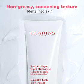 Clarins shea butter ingredient shot indicating deep nourishment for dry skin