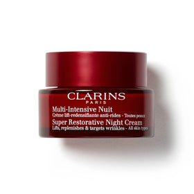 Clarins front packaging showing elegant jar and product identity benefits