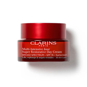 Clarins front packaging showing jar and label for clear product identification and trust