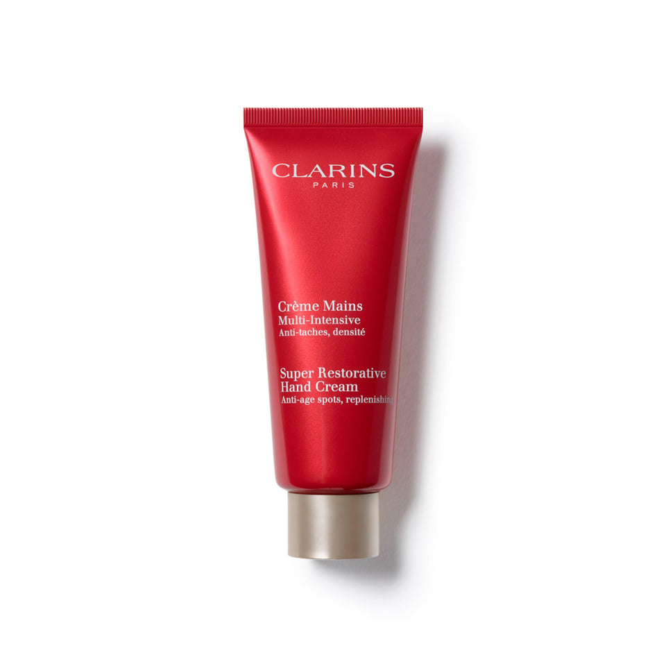 Clarins front tube showing product branding and anti‑aging benefit
