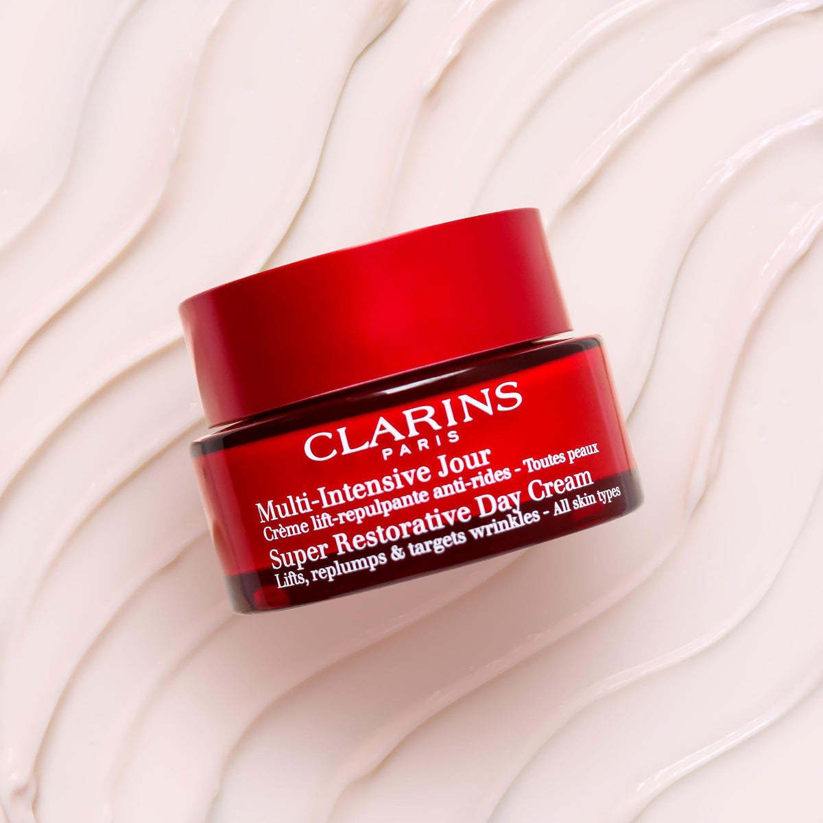 Clarins Super Restorative Harungana extract display highlighting natural active support