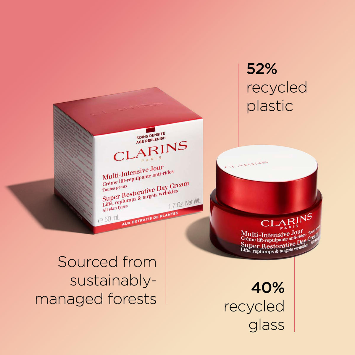 Clarins Super Restorative on bathroom counter in morning routine for luminous skin