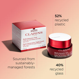 Clarins night cream on bathroom counter suggesting evening skincare ritual