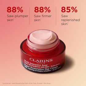 Clarins Super Restorative open jar texture close-up demonstrating smooth nourishing cream