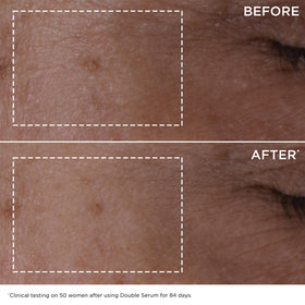 Clarins serum texture on fingertip showing lightweight absorption and glow
