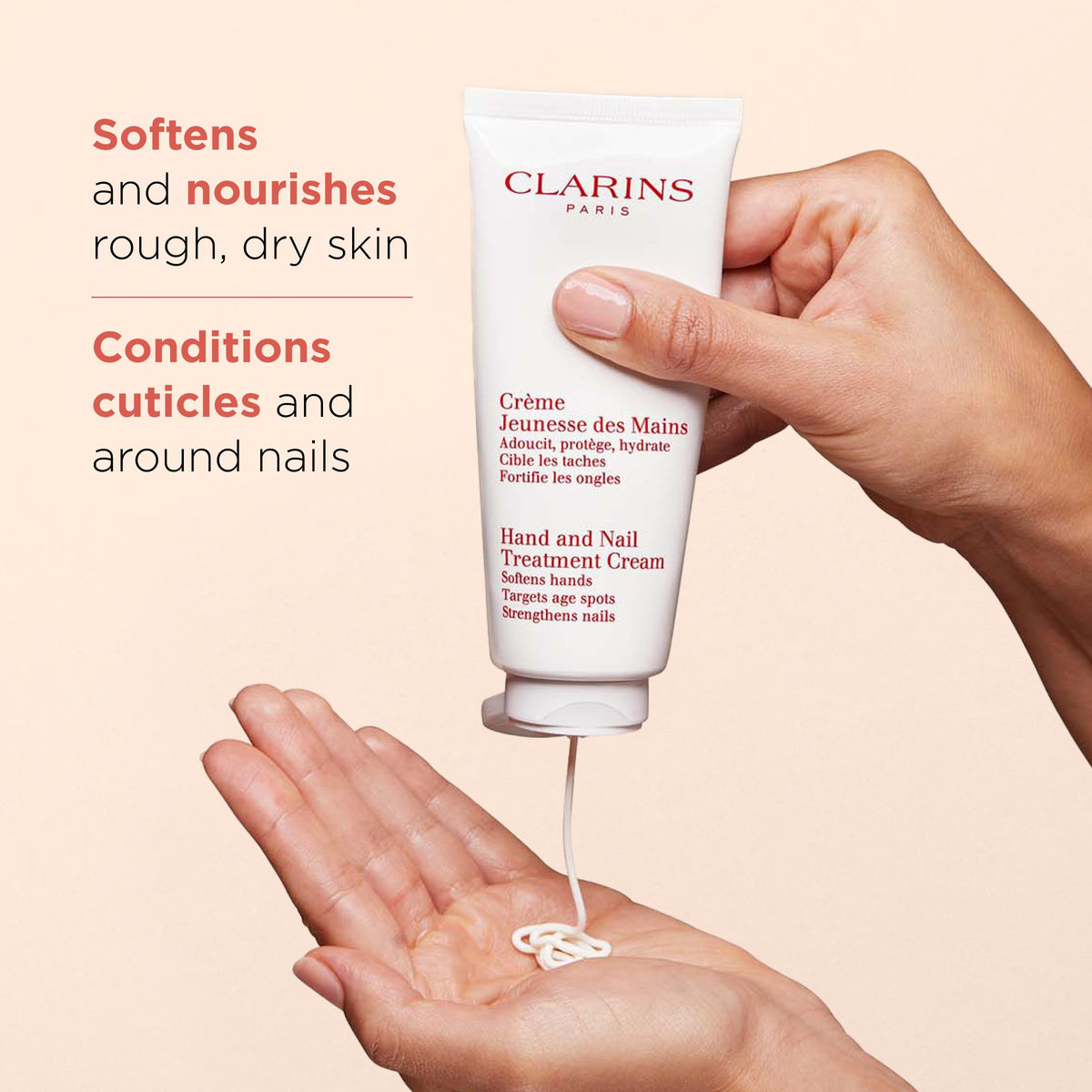 Clarins texture swatch illustrating lightweight cream and fast absorption