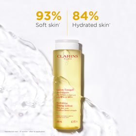 Clarins lotion texture close-up highlighting smooth moisturizing feel