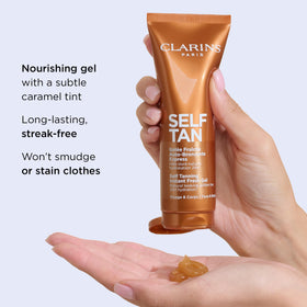 Clarins tube dispensing gel to show easy, precise application