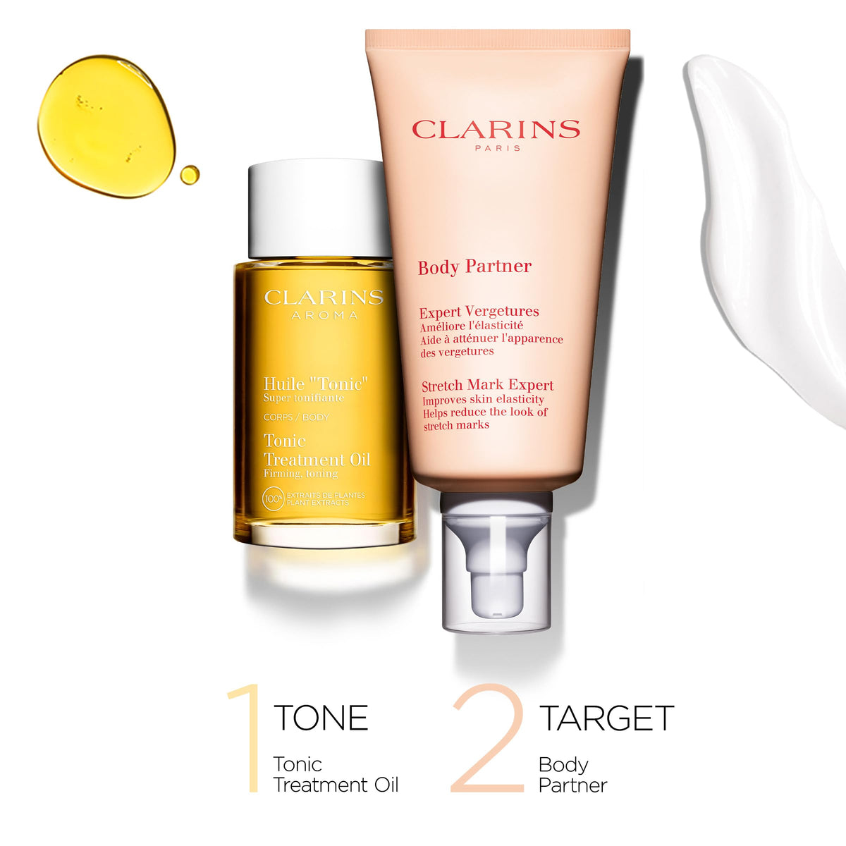 CLARINS oil in a massage routine setting illustrating improved toning and relaxation benefit