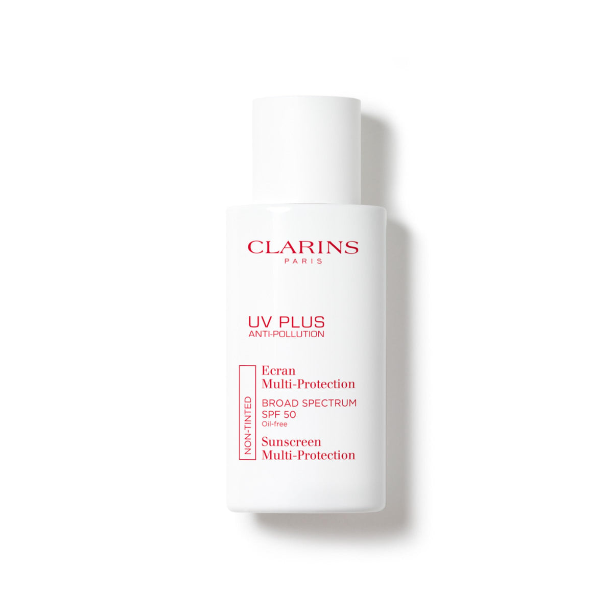 Clarins front packaging showing SPF 50 and protective benefits