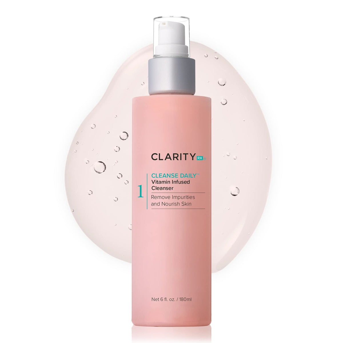 ClarityRx front bottle showing label and clean packaging, highlighting gentle cleansing