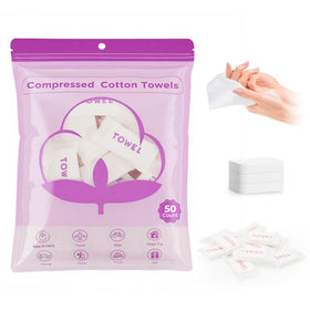 Classycoo front packaging showing 50 compressed towel tablets for convenient travel