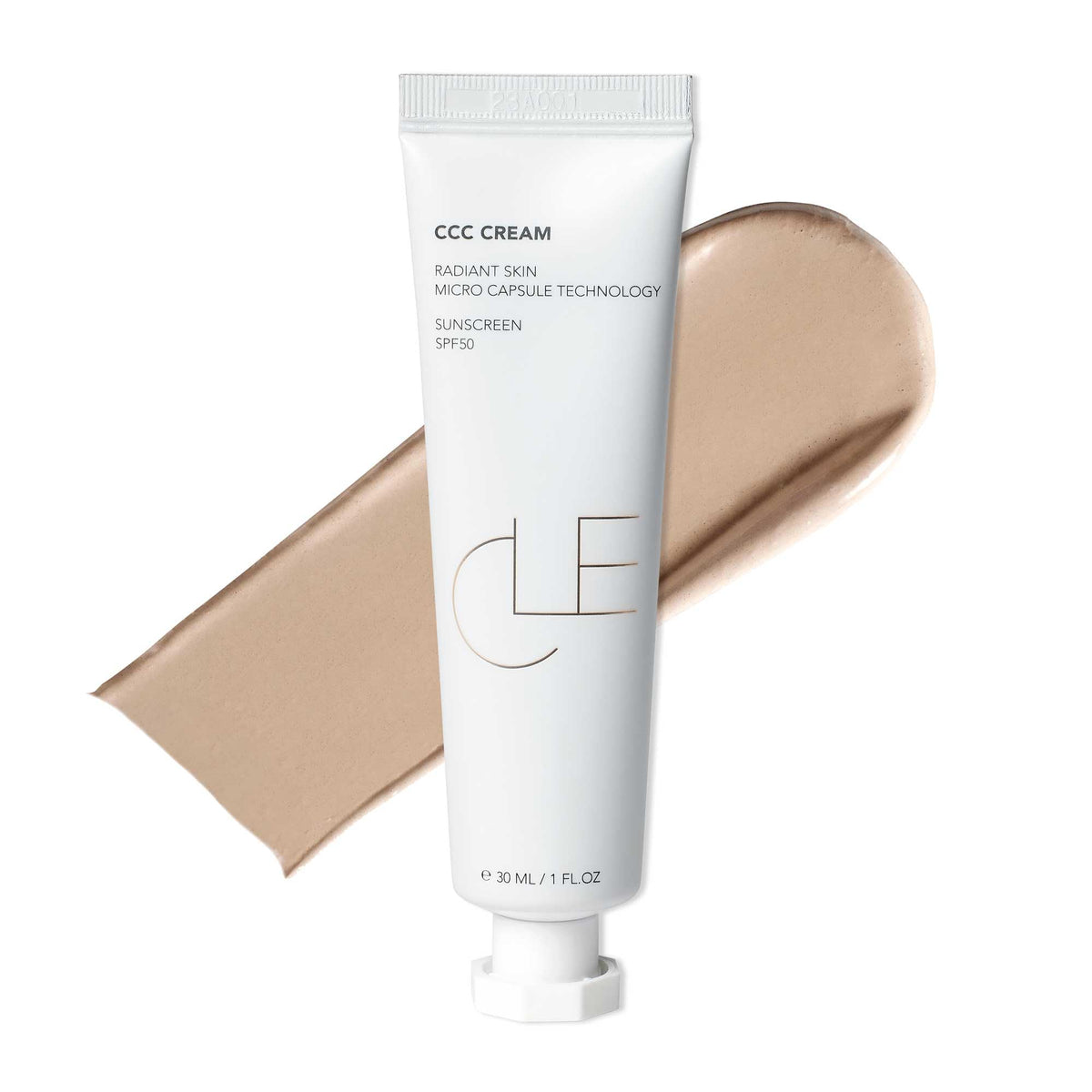 CLE CCC Cream front tube showing shade Warm Light 106 and SPF benefit