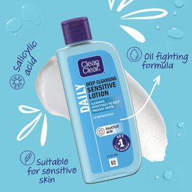 Clean & Clear lotion on a cotton pad ready for use, convenient waterless cleansing benefit