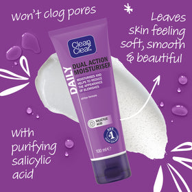 Clean & Clear beside a smartphone to show 100 ml size and travel-friendly benefit