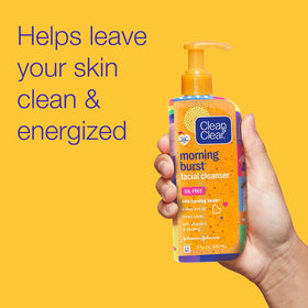 Clean & Clear pump dispensing oil-free gel for easy, quick morning cleansing benefit