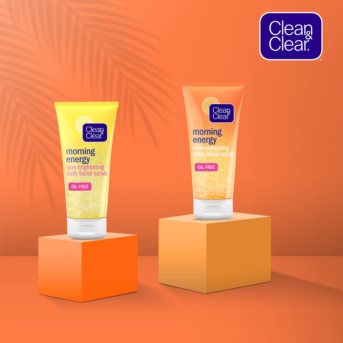 Clean & Clear size comparison with hand showing the 150 ml tube for travel-friendly amount