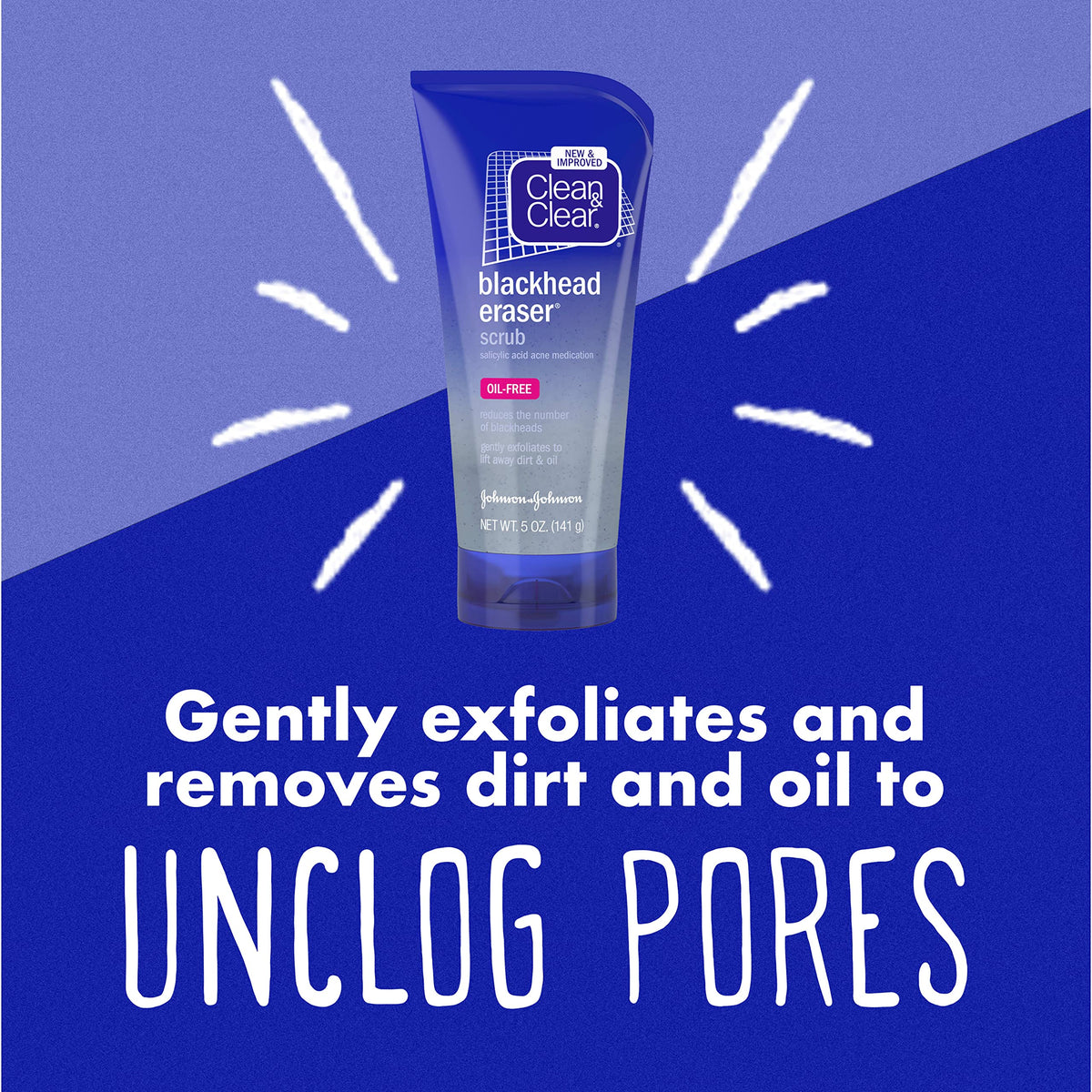 Clean & Clear scrub texture with micro-scrubbers showing gentle exfoliation
