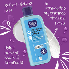 Clean & Clear 200ml bottle in hand for scale, easy daily-use capacity benefit
