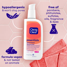 Clean & Clear moisturizer texture swipe illustrating lightweight, non-greasy finish