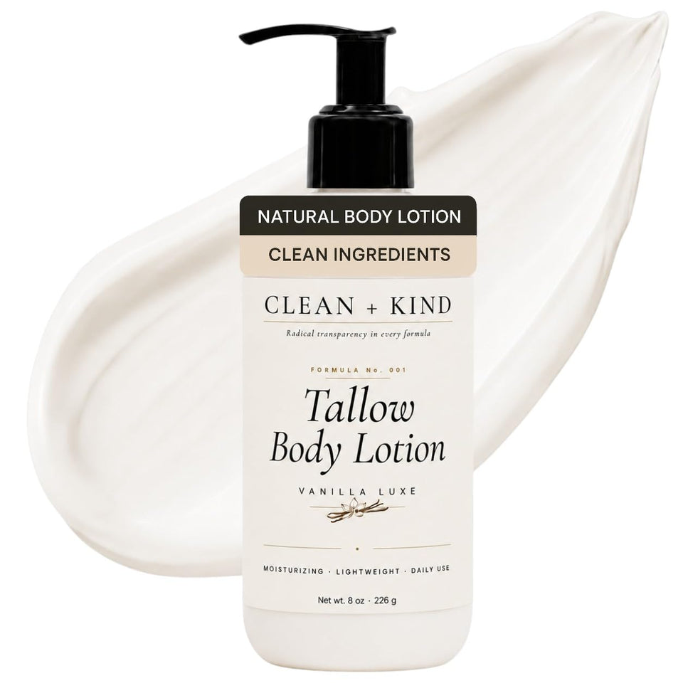 Clean + Kind bottle front showing label and vanilla scent for clear ingredient benefits