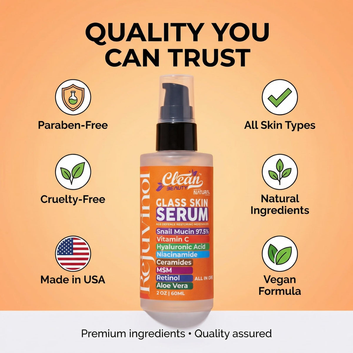 Clean Beauty ceramides and niacinamide ingredient detail showing barrier support benefit