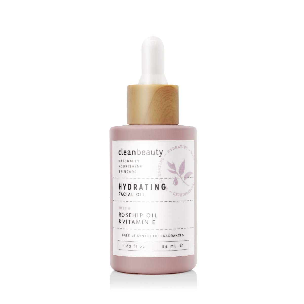 Clean Beauty bottle on bathroom vanity with towel showing daily ritual and calming benefit