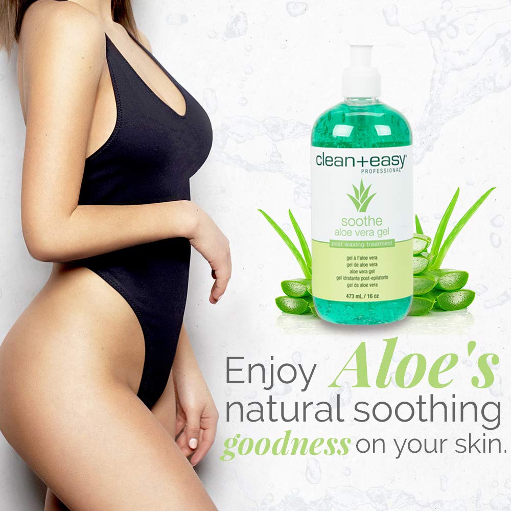 Clean + Easy close-up gel texture highlighting aloe clarity and fast absorption