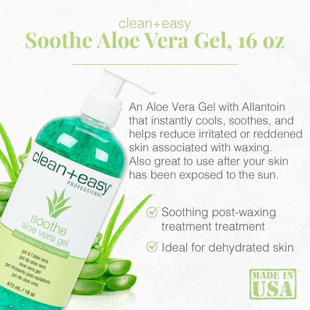 Clean + Easy being applied to skin to remove wax residue and calm irritation