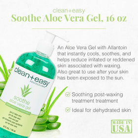 Clean + Easy being applied to skin to remove wax residue and calm irritation