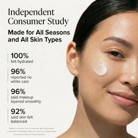 Clean + Kind applied on model cheek demonstrating no white cast