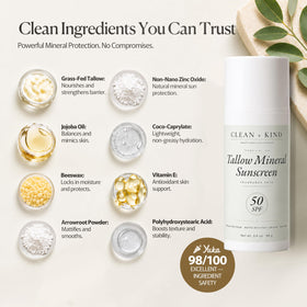 Clean + Kind grass-fed tallow in bowl highlighting skin-identical lipid nourishment