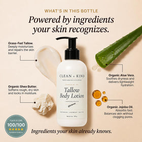 Clean + Kind open jar whipped tallow texture highlighting creamy spreadability