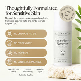 Clean + Kind applying zinc-rich sunscreen to arm demonstrating mineral UV protection