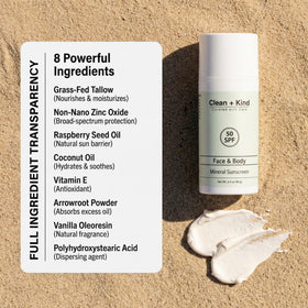 Clean + Kind airless pump detail emphasizing leak-proof travel packaging and freshness