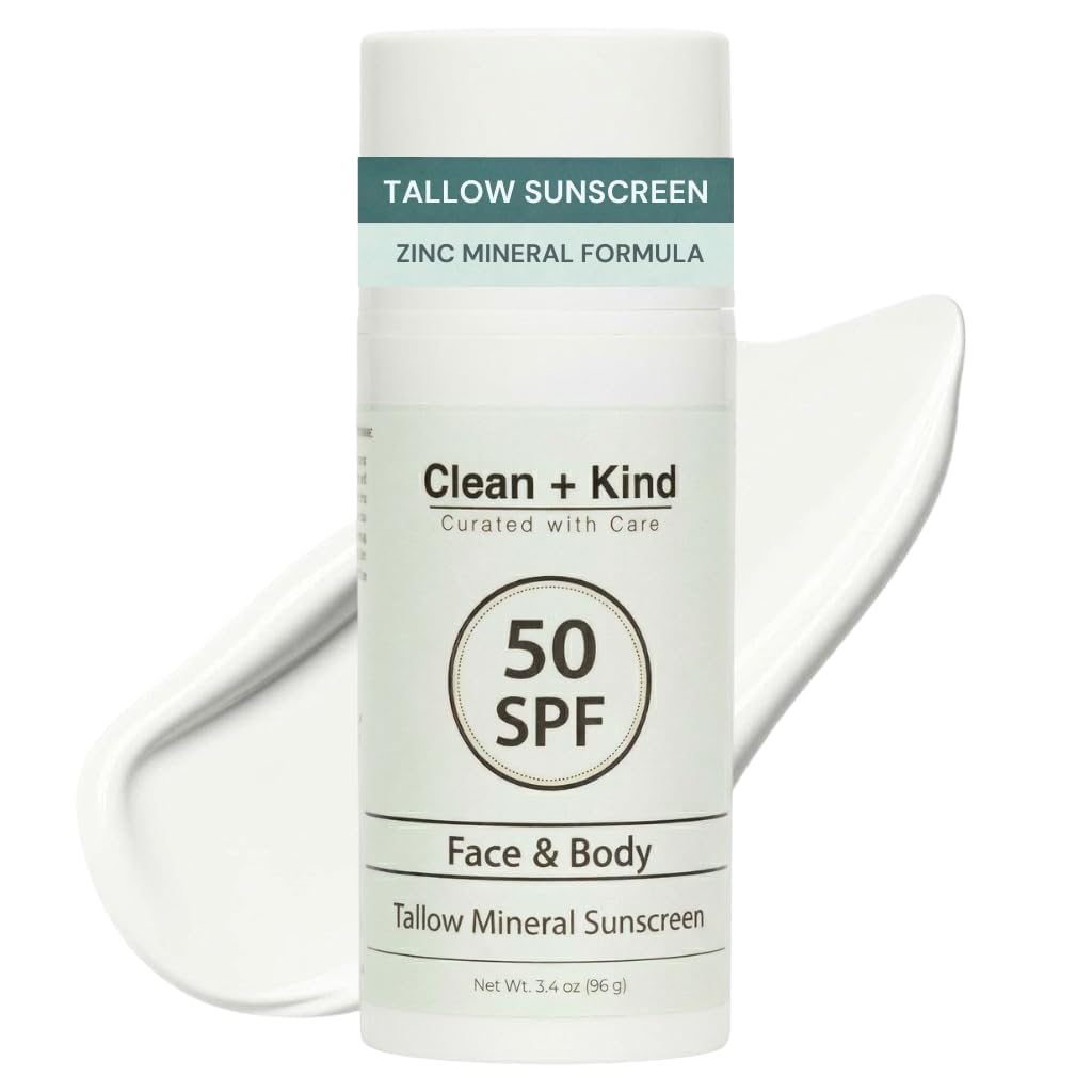 Clean + Kind front pump showing travel-size sunscreen and clear labeling benefit portability