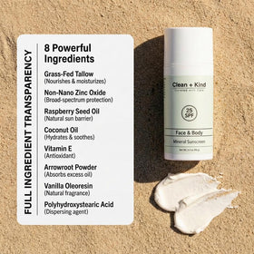 Clean + Kind sunscreen in a beach bag showing reef-safe protection for outings