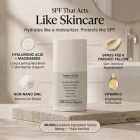 Clean + Kind cream texture close-up showing lightweight hydration