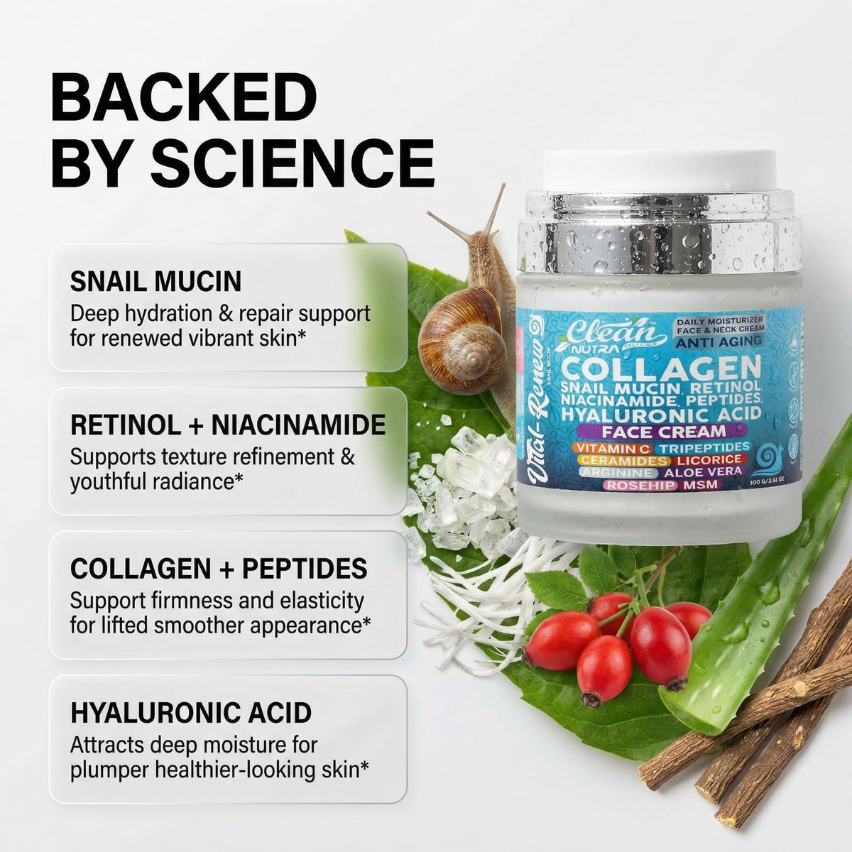 Clean Nutraceuticals ingredient display highlighting 14 active components