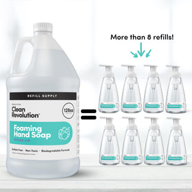 Clean Revolution close-up pour spout demonstrating easy, mess-free refilling benefit