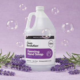 Clean Revolution next to common foaming dispenser showing compatibility benefit