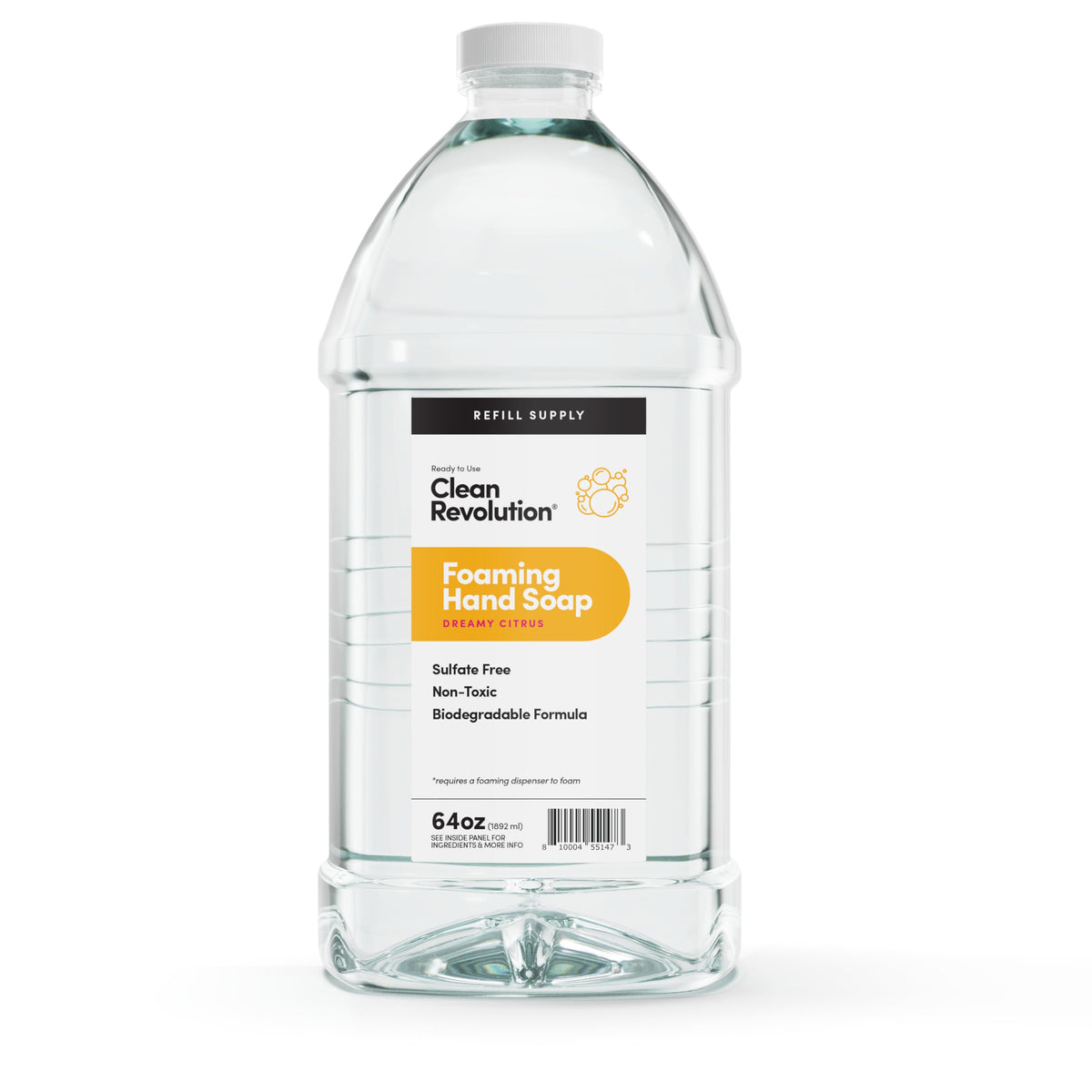 Clean Revolution front label on 128 fl oz jug showing product identity and benefits
