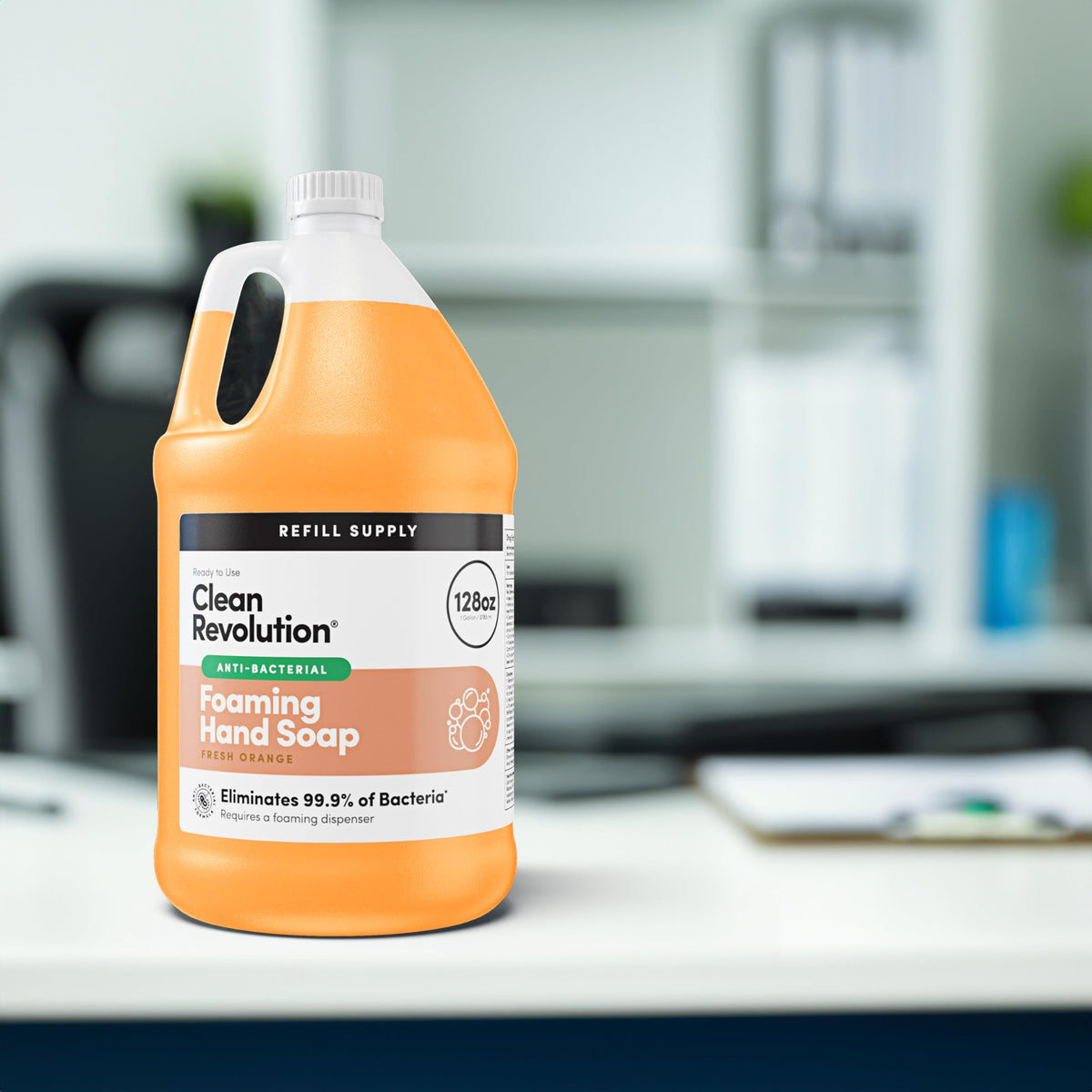 Clean Revolution creamy foam texture from foaming dispenser highlighting gentle cleansing